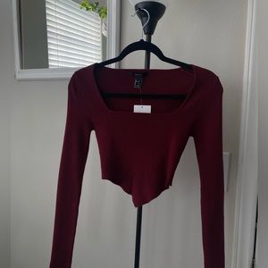 NWT | Maroon Cropped Sweater Shirt | Size Small